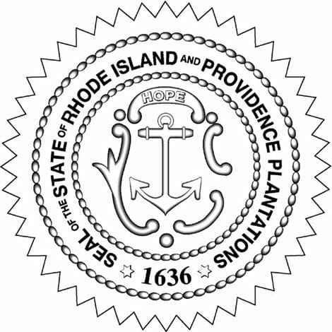 Seal of the State of Rhode Island and Providence Plantations 1636 Black and White Outline Braid in Star