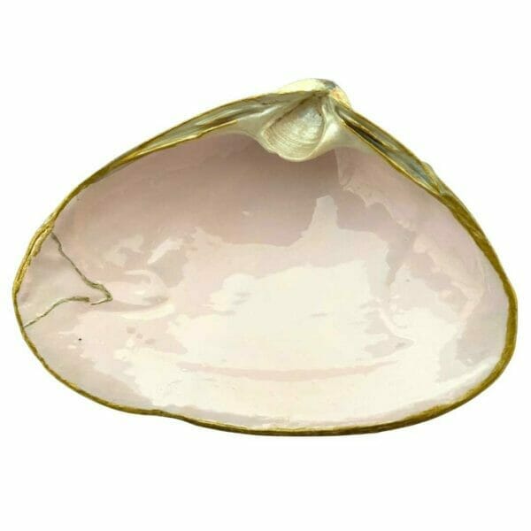 ChrisClineDesign Pink painted shell with gold edging