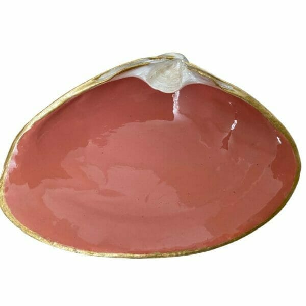 ChrisClineDesign Coral Painted shell with gold edging